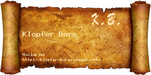 Klopfer Bors névjegykártya